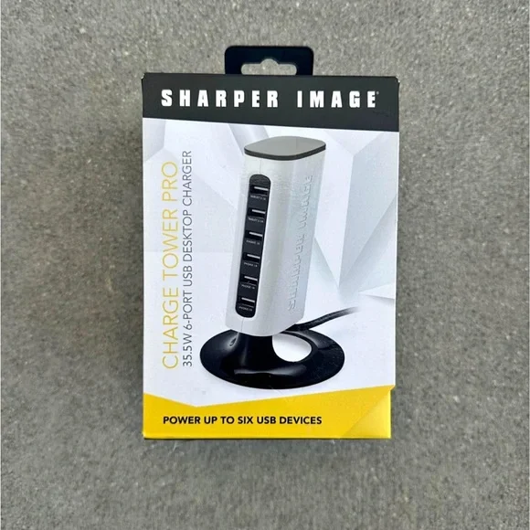 Sharper Image USB Charging Tower - Black and White - Picture 1 of 1